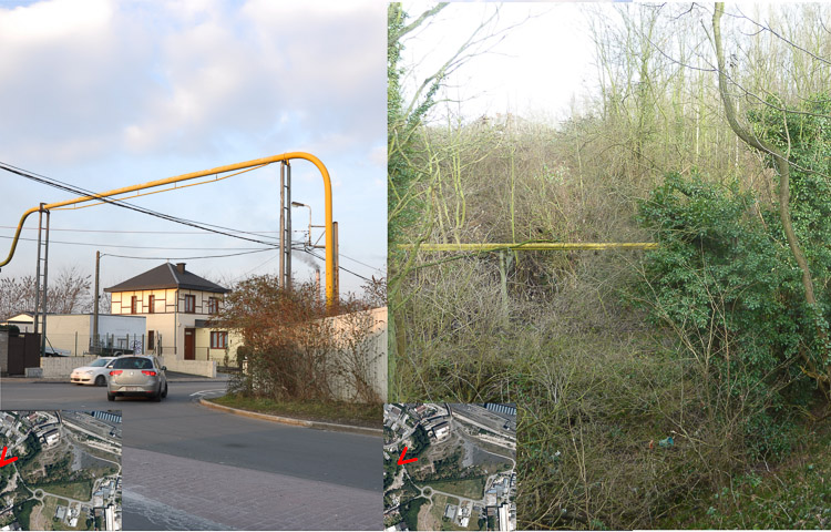 vue de la ligne de gaz aérienne présente sur le site de projet