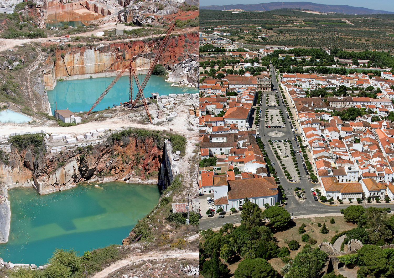 Stone quarry - Aerial view, focus on southern entrance / © 