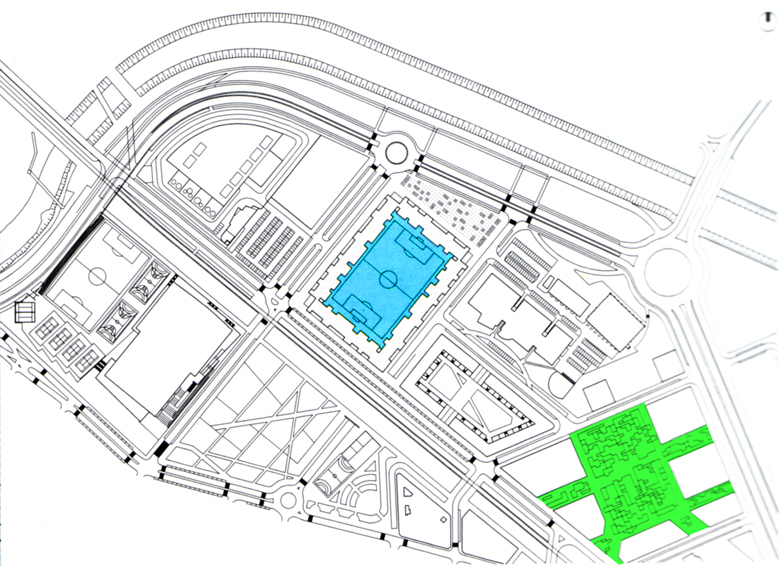 Plan of the whole area with the parc and stadium