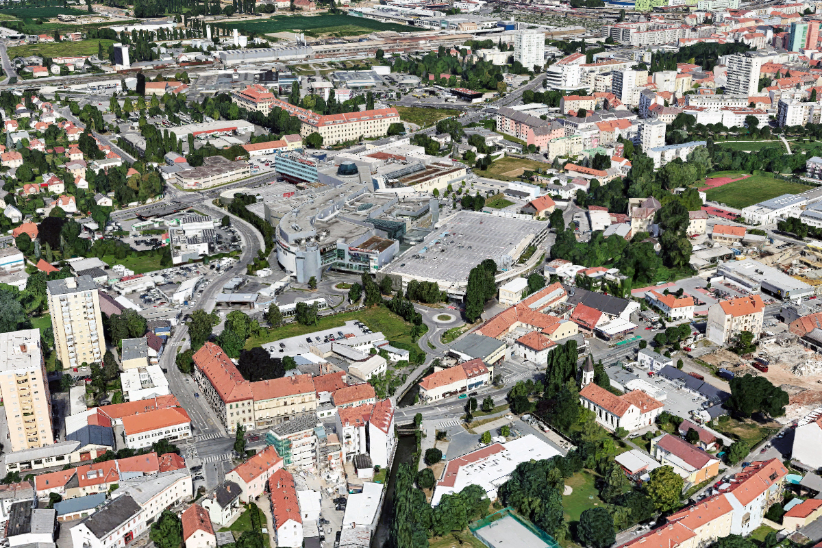 General aerial oblique view of the site / © 